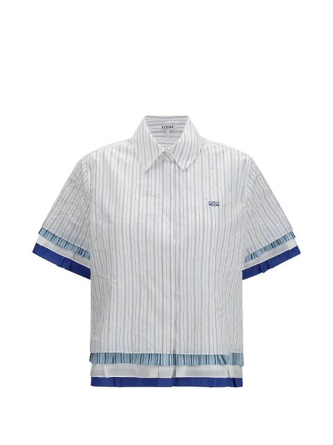 LOEWE striped pleated-trim shirt - White - zdjęcie produktu nr 1