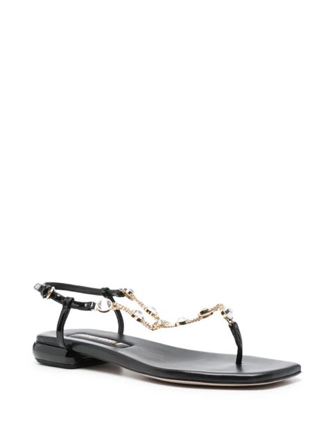 Miu Miu crystal-embellished leather sandals - Black - zdjęcie produktu nr 2