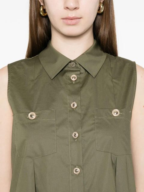 TWINSET pleated patch-pocket shirt - Green