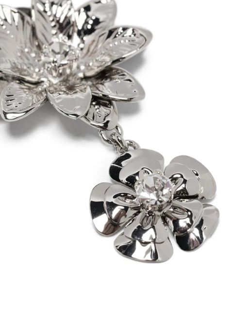 Blumarine flower-embellished drop earrings - Silver