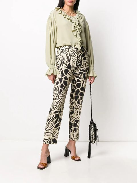 ETRO ruffle trimmed silk blouse - Green - zdjęcie produktu nr 2
