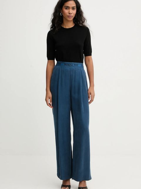 Patrizia Pepe spodnie damskie kolor niebieski proste high waist 8P0778 A704 - zdjęcie produktu nr 2