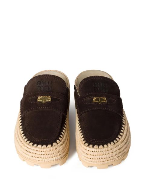 Miu Miu suede slip-on mules - Brown