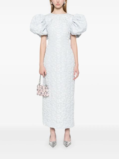 ROTATE BIRGER CHRISTENSEN jacquard puffy midi dress - Blue
