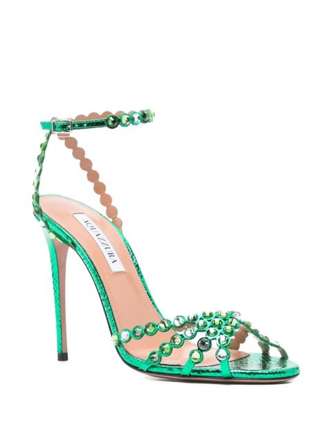 Aquazzura 120mm Tequila crystal-embellished stiletto sandals - Green - zdjęcie produktu nr 2