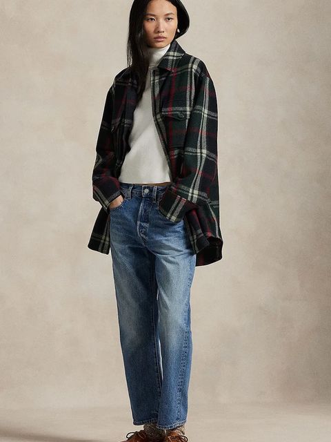 Polo Ralph Lauren koszula z dodatkiem wełny Woven Sport damska kolor zielony relaxed z kołnierzykiem klasycznym 211971524 - zdjęcie produktu nr 2