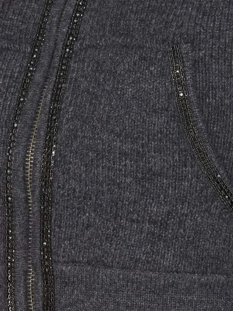 Self-Portrait knitted cropped hoodie - Grey - zdjęcie produktu nr 2