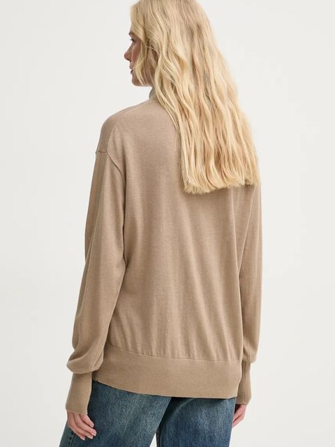 By Malene Birger sweter z domieszką wełny MOHSEN damski kolor beżowy lekki z golfem Q72551001