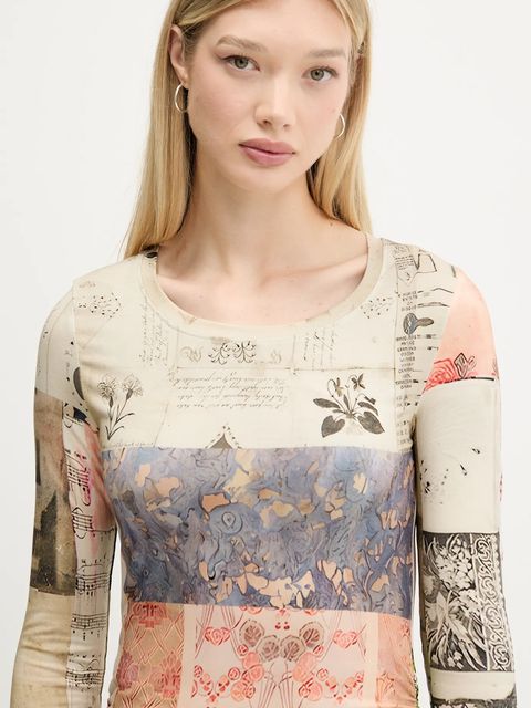 Desigual longsleeve LIMBANI damski kolor beżowy 25WWTK33