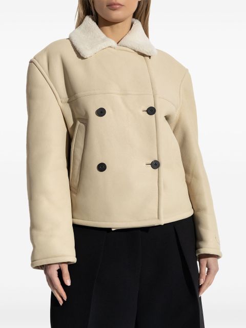Jacquemus double-breasted shearling jacket - Neutrals