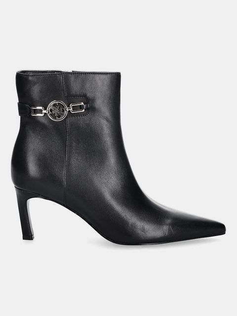 Guess botki skórzane PAISLIE damskie kolor czarny na szpilce FLFPAI LEA10 - zdjęcie produktu nr 2