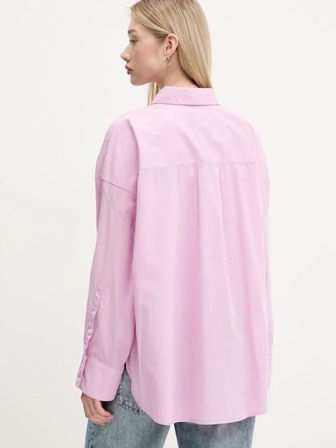 Hugo Blue koszula bawełniana damska kolor fioletowy relaxed z kołnierzykiem klasycznym 50542970