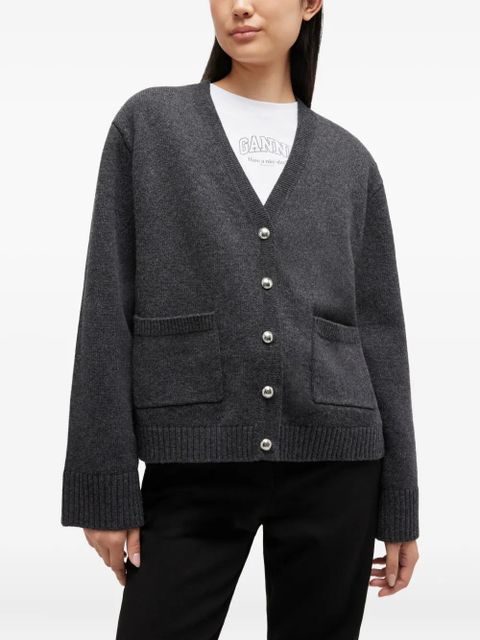GANNI pocket button-fastening cardigan - Grey