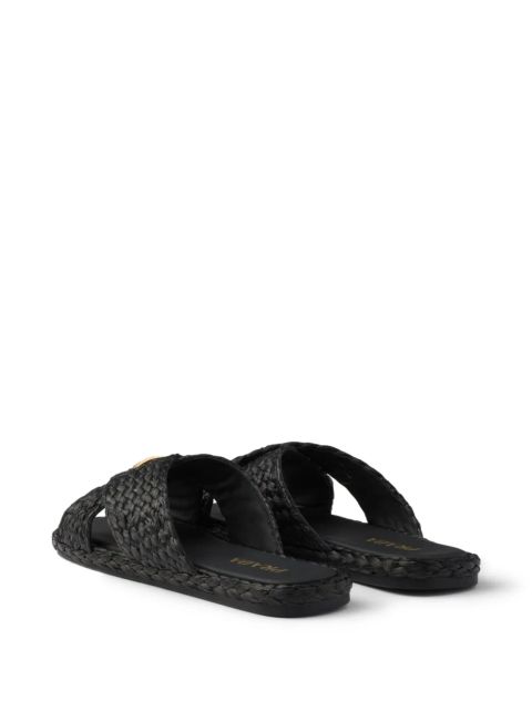 Prada criss-cross raffia slides - Black