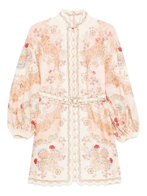 ZIMMERMANN Daylight floral-pattern belted mini dress - Neutrals - zdjęcie produktu nr 1