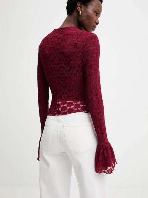 Answear.LAB bluzka damska kolor bordowy gładka