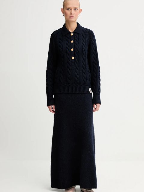 Bally sweter wełniany damski kolor granatowy ciepły WKN0BG - zdjęcie produktu nr 2