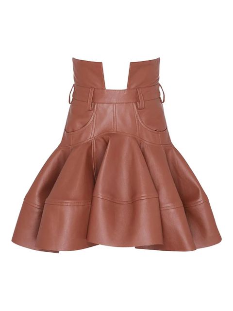 ZIMMERMANN Hypnotic leather ruffled miniskirt - Brown - zdjęcie produktu nr 1