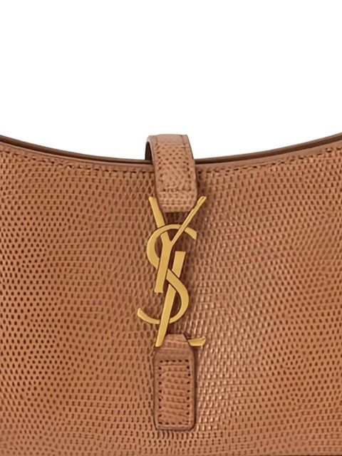 Saint Laurent logo-plaque leather shoulder bag - Brown