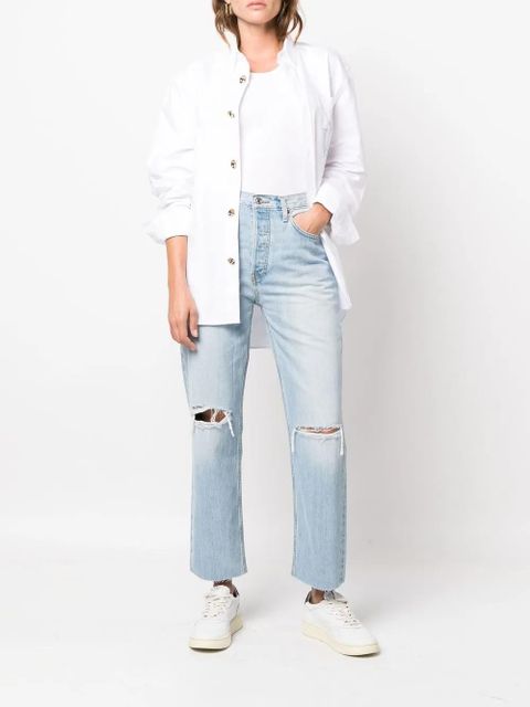 RE/DONE '70s ripped-knee cropped jeans - Blue