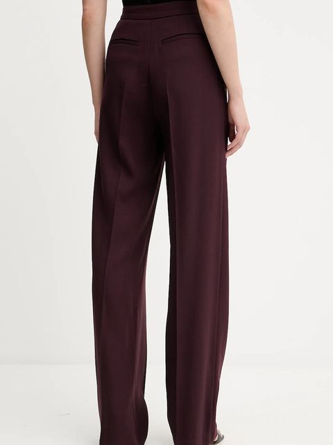 Elisabetta Franchi spodnie z domieszką wełny damskie kolor bordowy proste high waist PA12356E2