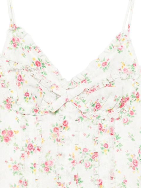 SHUSHU/TONG floral-print ruffled bodysuit - White