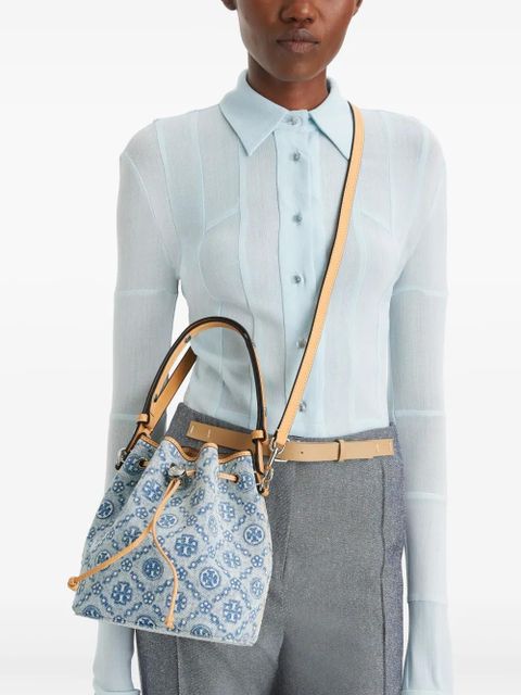 Tory Burch T Monogram bucket bag - Blue - zdjęcie produktu nr 2
