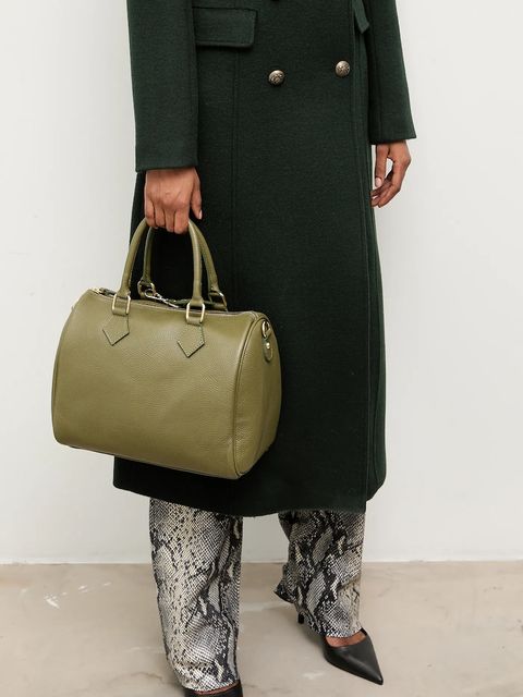 Answear.LAB płaszcz wełniany kolor zielony przejściowy dwurzędowy