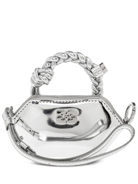 GANNI braided-handle metallic-effect pouch bag charm - Silver - zdjęcie produktu nr 1