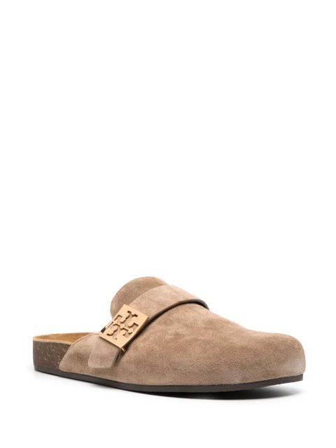 Tory Burch logo-plaque suede mules - Brown - zdjęcie produktu nr 2