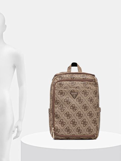 Guess plecak BERTA damski kolor beżowy duży wzorzysty TWOB86 88033