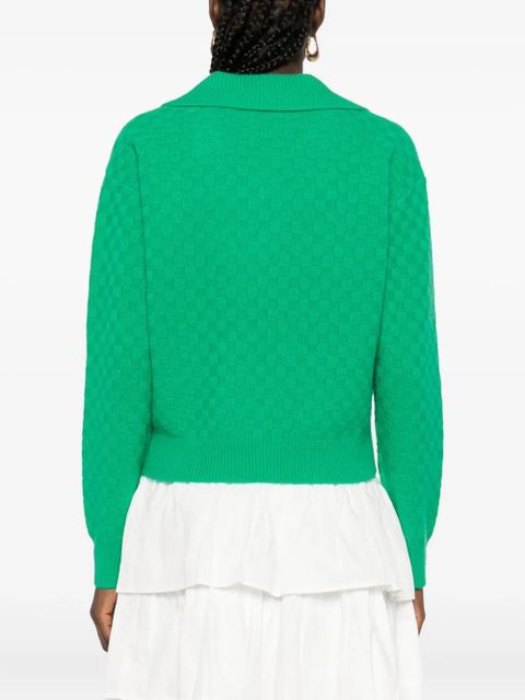 SANDRO textured V-neck sweater - Green