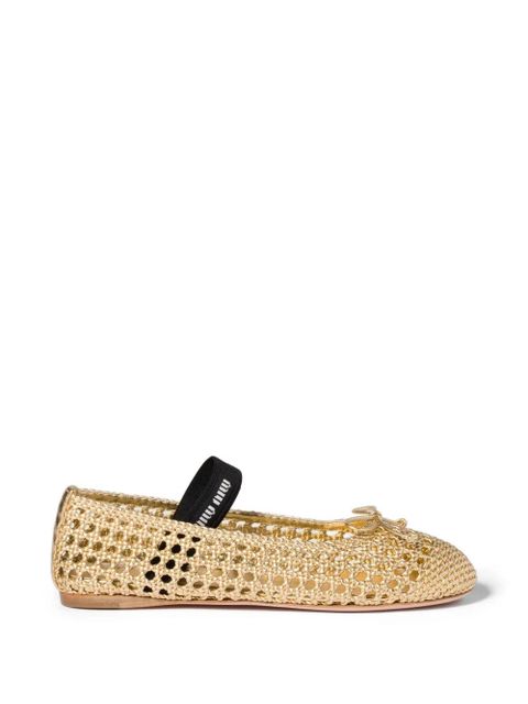 Miu Miu woven mordoré nappa-leather ballerinas - Gold - zdjęcie produktu nr 1