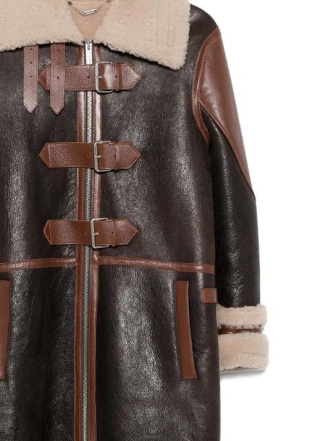 Blumarine buckle-fastening shearling coat - Brown
