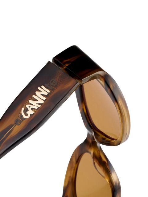 GANNI x Ace & Tate Xena logo-detail sunglasses - Brown