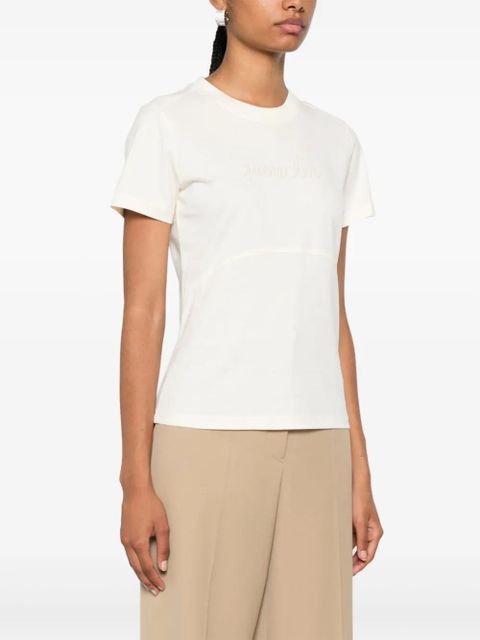Moncler logo-embroidered cotton T-shirt - Neutrals