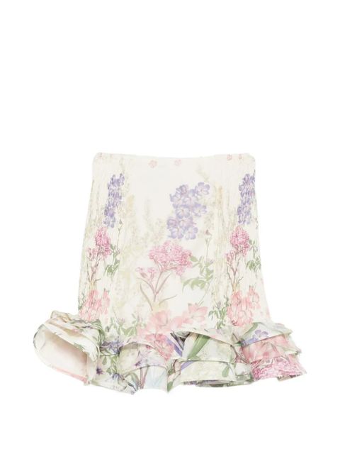 Charo Ruiz Ibiza Turma ruffled-hem floral mini skirt - Neutrals - zdjęcie produktu nr 1