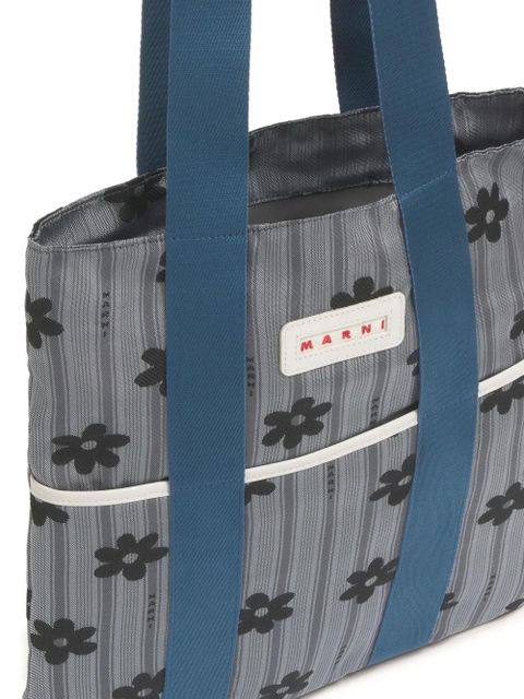 Marni floral tape-handles tote bag - Blue - zdjęcie produktu nr 2
