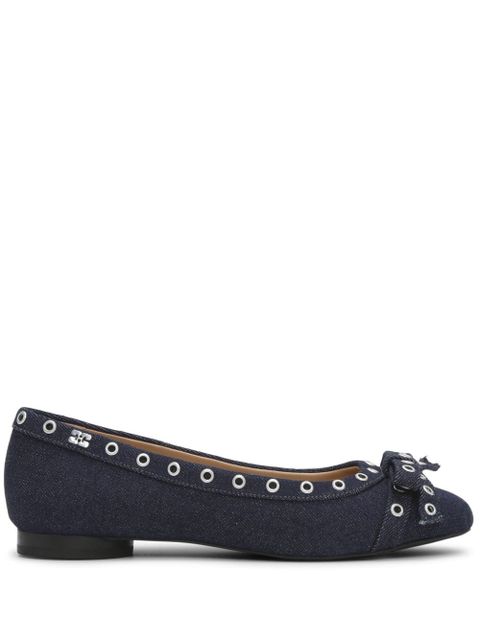GANNI eyelet detailing denim ballerina shoes - Blue - zdjęcie produktu nr 1