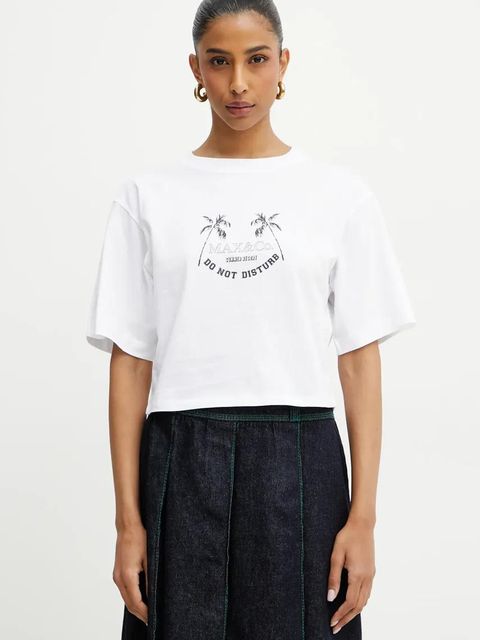 MAX&Co. t-shirt bawełniany damski kolor biały 2516941083200