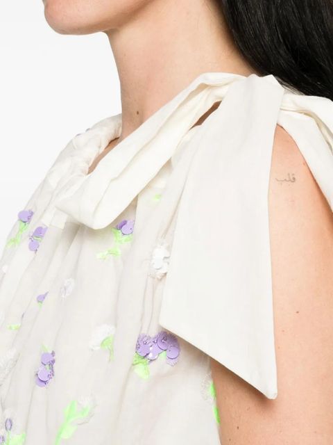 Essentiel Antwerp Jomme floral-embroidered top - Neutrals