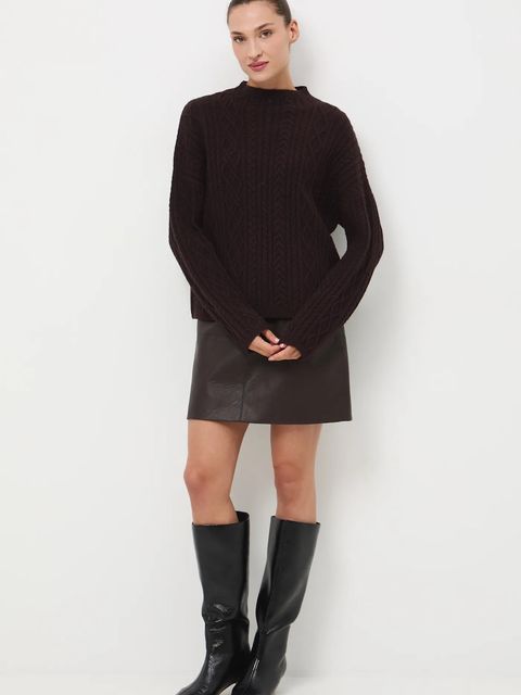 Medicine sweter damski kolor brązowy z półgolfem - zdjęcie produktu nr 2