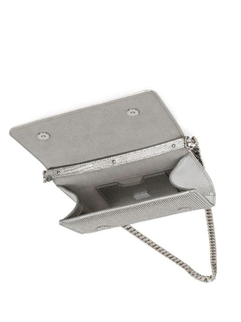 Dolce & Gabbana logo-plaque crystal-embellished crossbody bag - Grey