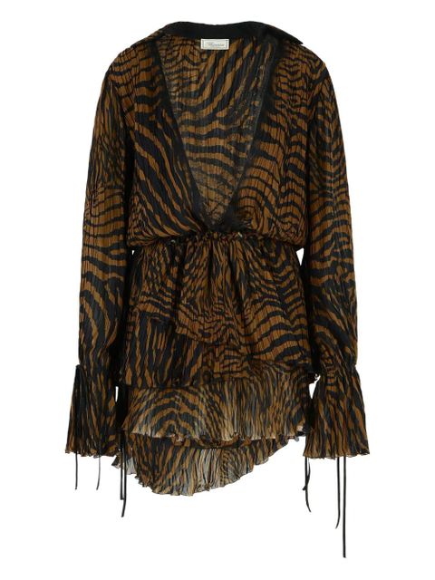 Blumarine zebra-print mini dress - Brown - zdjęcie produktu nr 1