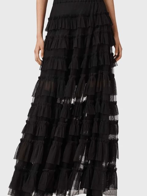 AllSaints spódnica kolor czarny maxi rozkloszowana W071RD - zdjęcie produktu nr 1