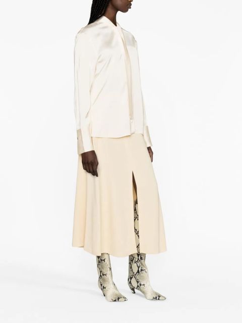Jil Sander satin-finish tie-neck blouse - Neutrals