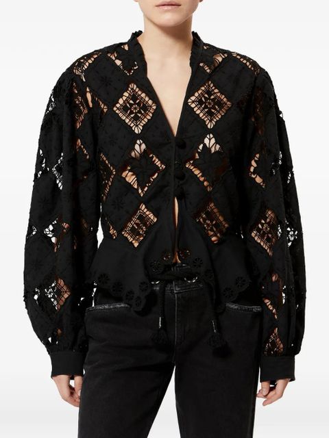 ISABEL MARANT Nina broderie anglaise frilly blouse - Black