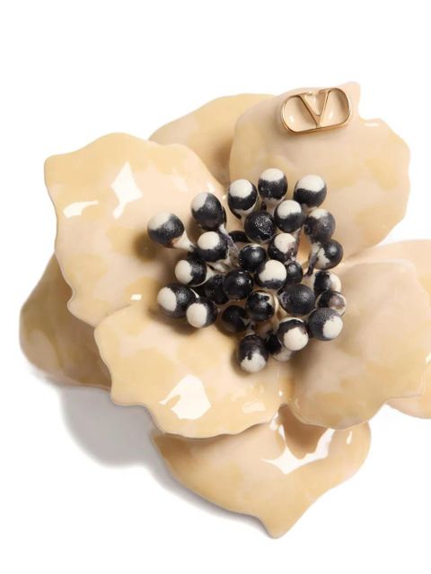 Valentino Garavani Fleur Lumineuse VLogo brooch - Neutrals