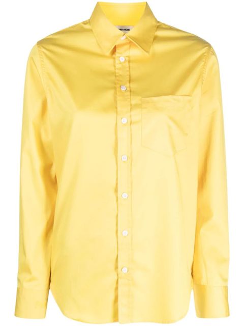 Zadig&Voltaire Taskiz slogan-embroidered cotton shirt - Yellow - zdjęcie produktu nr 1