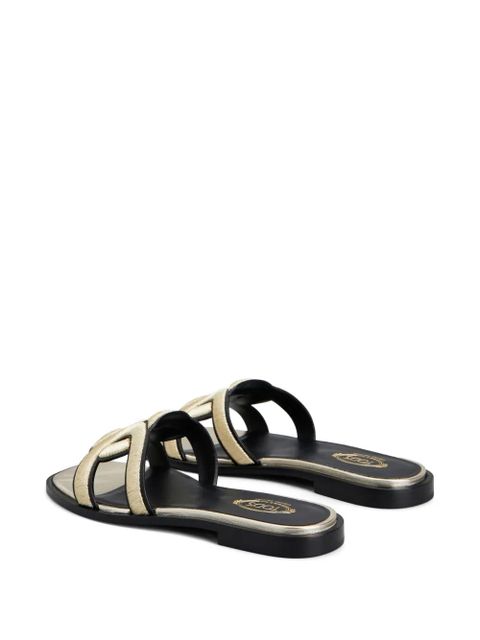 Tod's embroidered-stap flat sandals - Gold